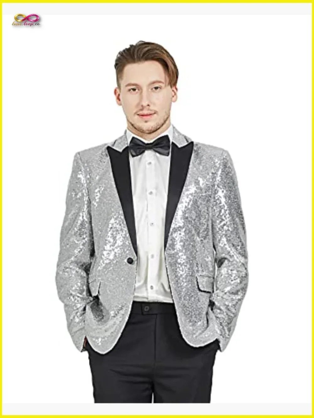 Slim Fit Tailcoat Sequin Blazer Tuxedo Jacket Dinner Party Wedding Elegant